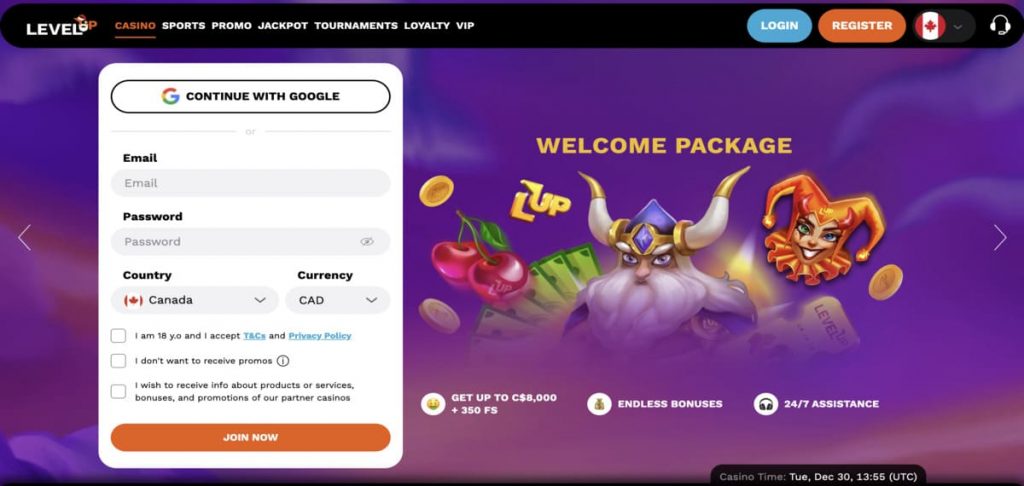 Level Up casino-home