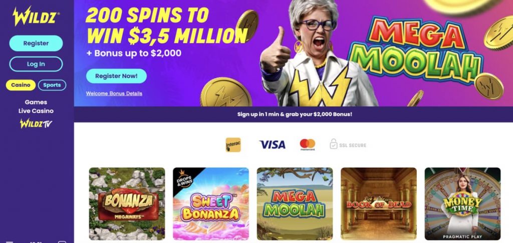 Wildz Casino home
